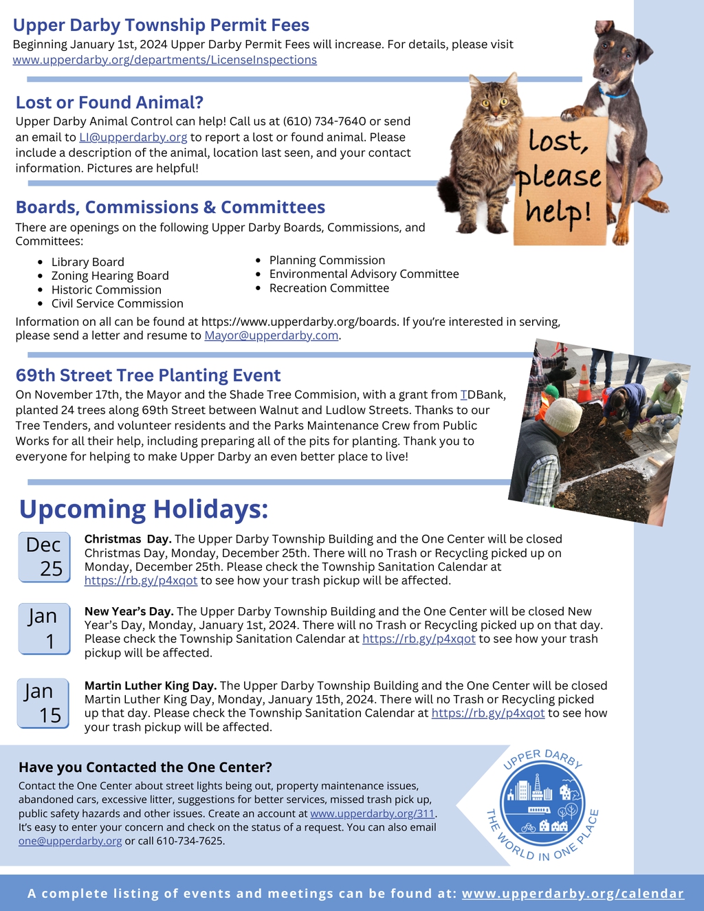 Upper Darby Pennsylvania December 2023 eNews